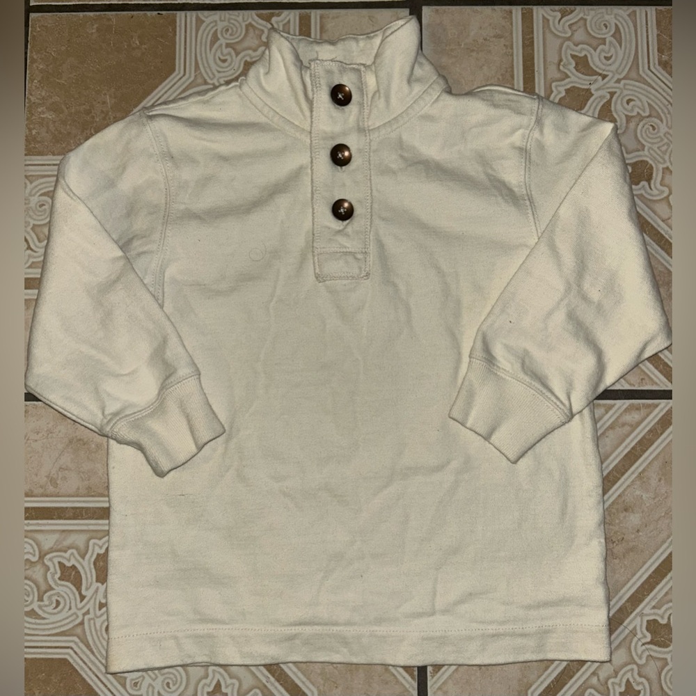 GAP Kids Cream Pullover Sweater with Button Detail